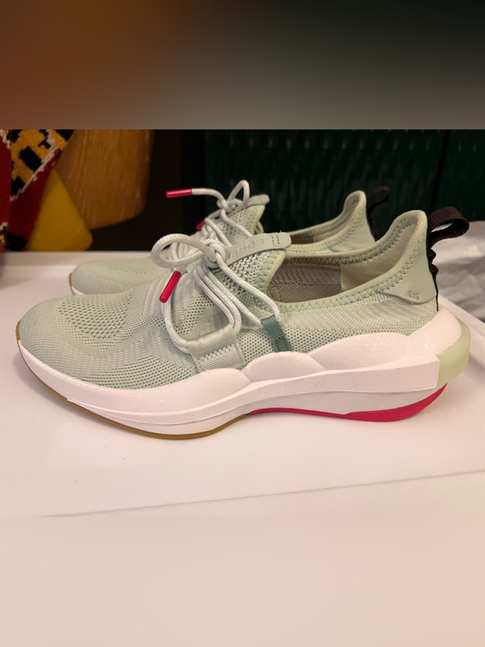 Sorel Mint Knit Lace-Up Women’s Sneakers with Gum and Pink Accents - Picture 9 of 14